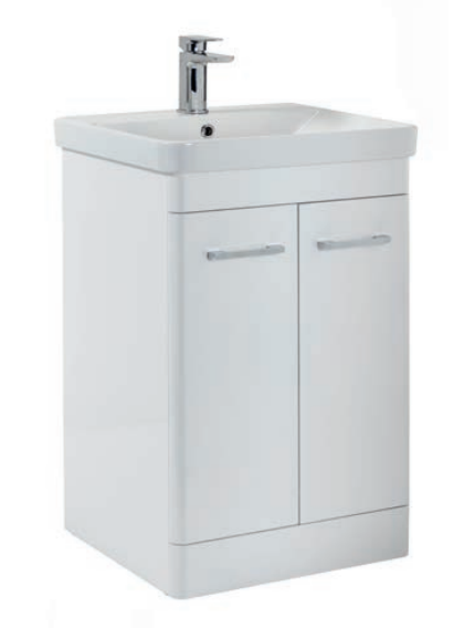 Rowlan 600 Floor Standing Vanity Unit & Basin - Gloss White