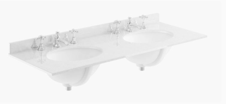 BAYC237 1200MM MARBLE DOUBLE BOWL 3 TAP HOLE