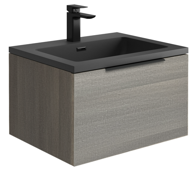 Driven 600 x 480 Wall Hung Vanity Unit & Basin - Grey Oak