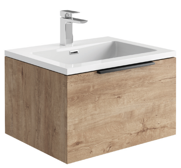 Driven 600 x 480 Wall Hung Vanity Unit & Basin - Rustic Oak