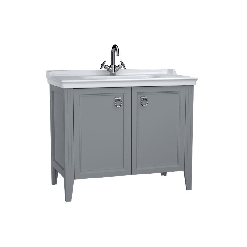 VitrA Valarte Washbasin Unit; 100 cm; with doors 1 tap hole; Matte Grey