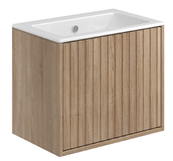 Allisa 600 Wall Hung Vanity Unit & Basin - One Draw - Sonoma Oak