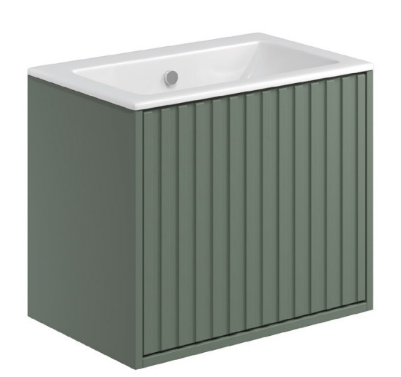 Allisa 600 Wall Hung Vanity Unit & Basin - One Draw - Reed Green
