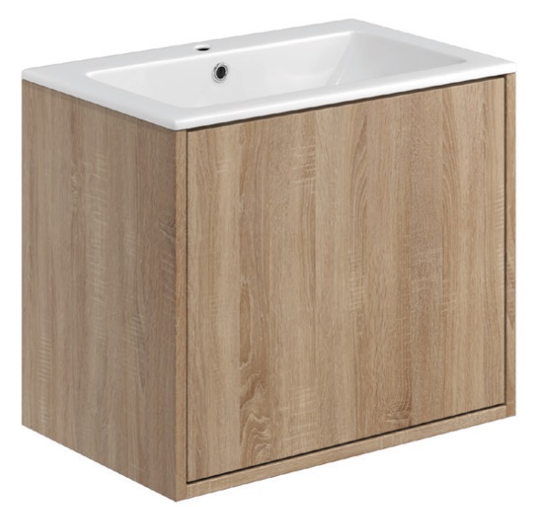 Allisa 600 Wall Hung Vanity Unit & Basin - Sonoma Oak