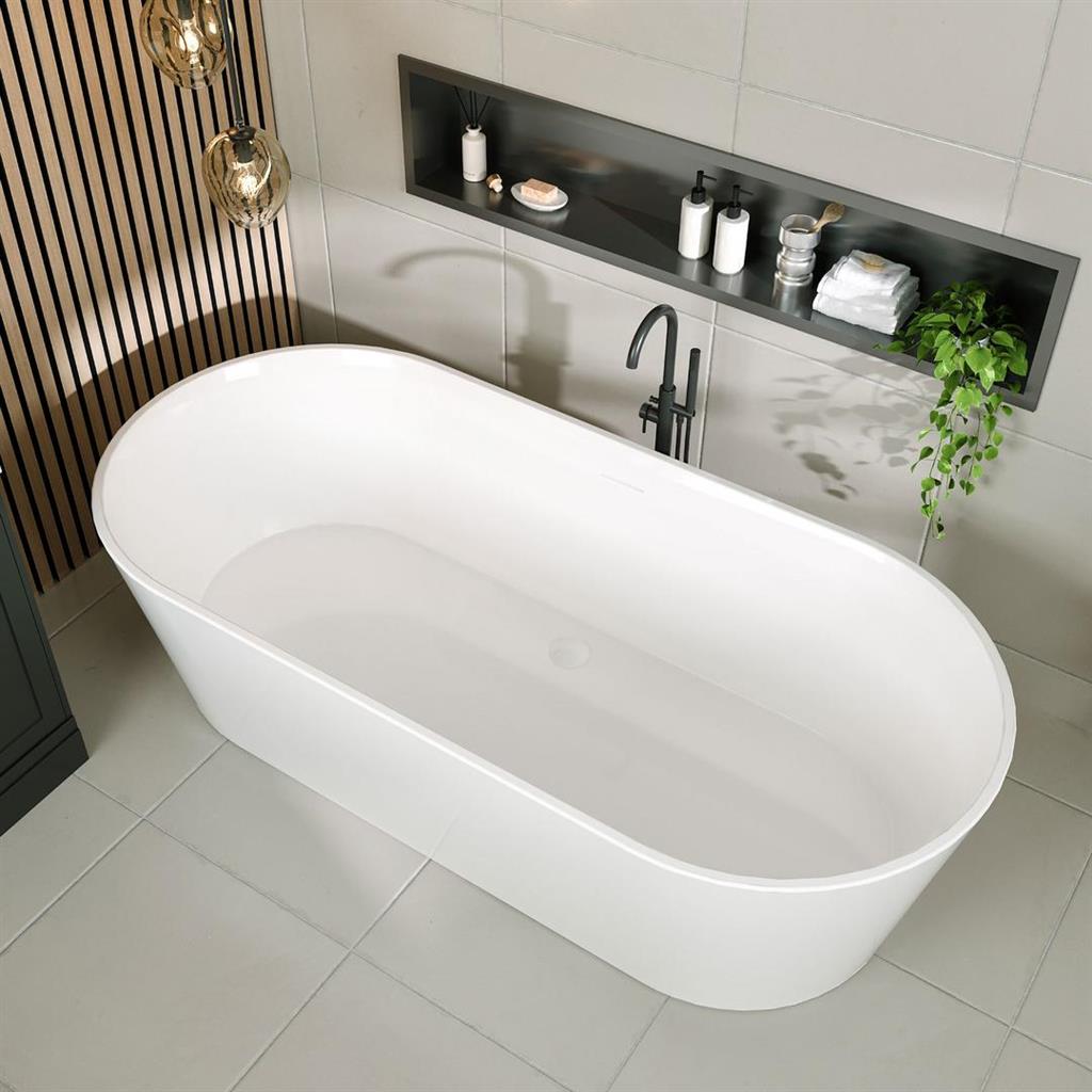 Putney 1590 x 740 x 460mm (355 Depth) Low level Freestanding Bath inc waste - Gloss White