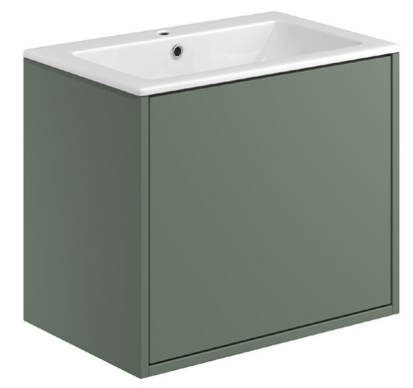 Allisa 600 Wall Hung Vanity Unit & Basin - Reed Green