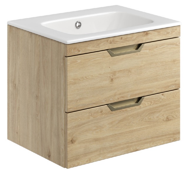 Corola 590 x 440 Wall Hung Vanity Unit & Basin - Davos Oak