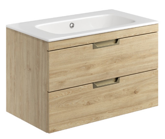 Corola 800 x 440 Wall Hung Vanity Unit & Basin - Davos Oak
