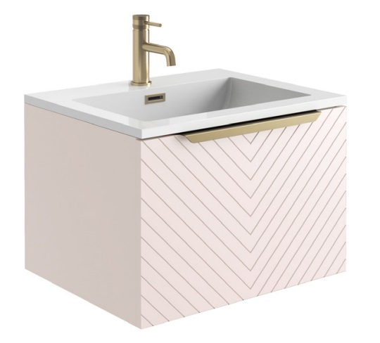 Carlon 600 Wall Hung Vanity Unit & Basin - Pink