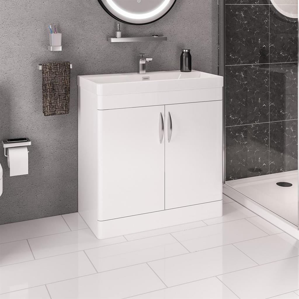 Cavone 80cm x 41cm 1 Tap Hole Polymarble Basin - White