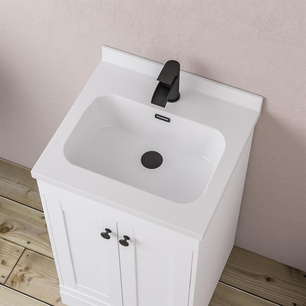 Hardwick 50cm x 47cm 1 Tap Hole Polymarble Square Basin - White