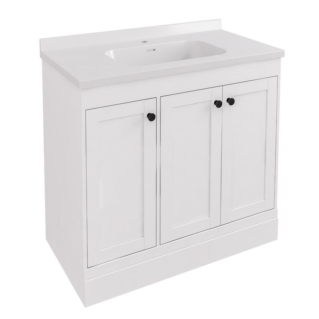Hardwick 90cm x 46cm 1 Tap Hole Quartz Square Basin - White