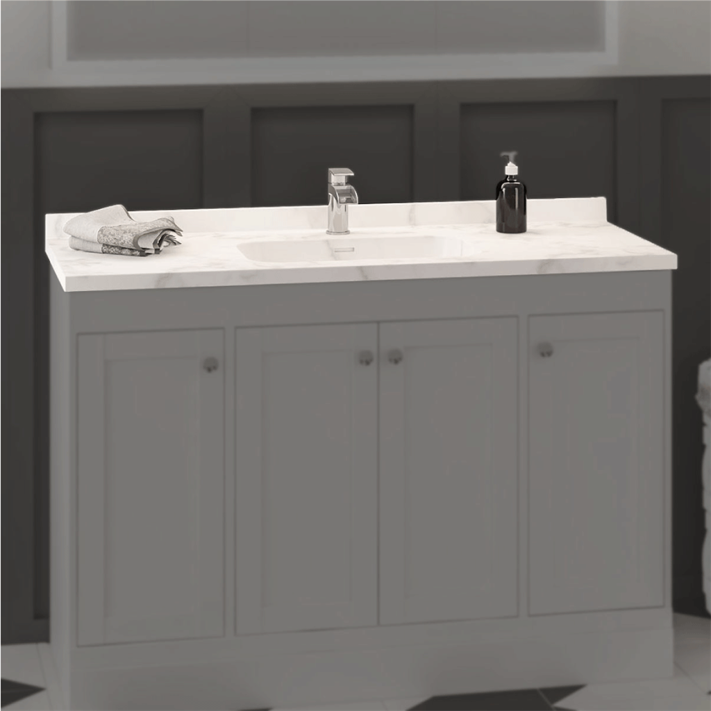 Hardwick 120cm x 47cm 1 Tap Hole Quartz Single Bowl Square Basin - White
