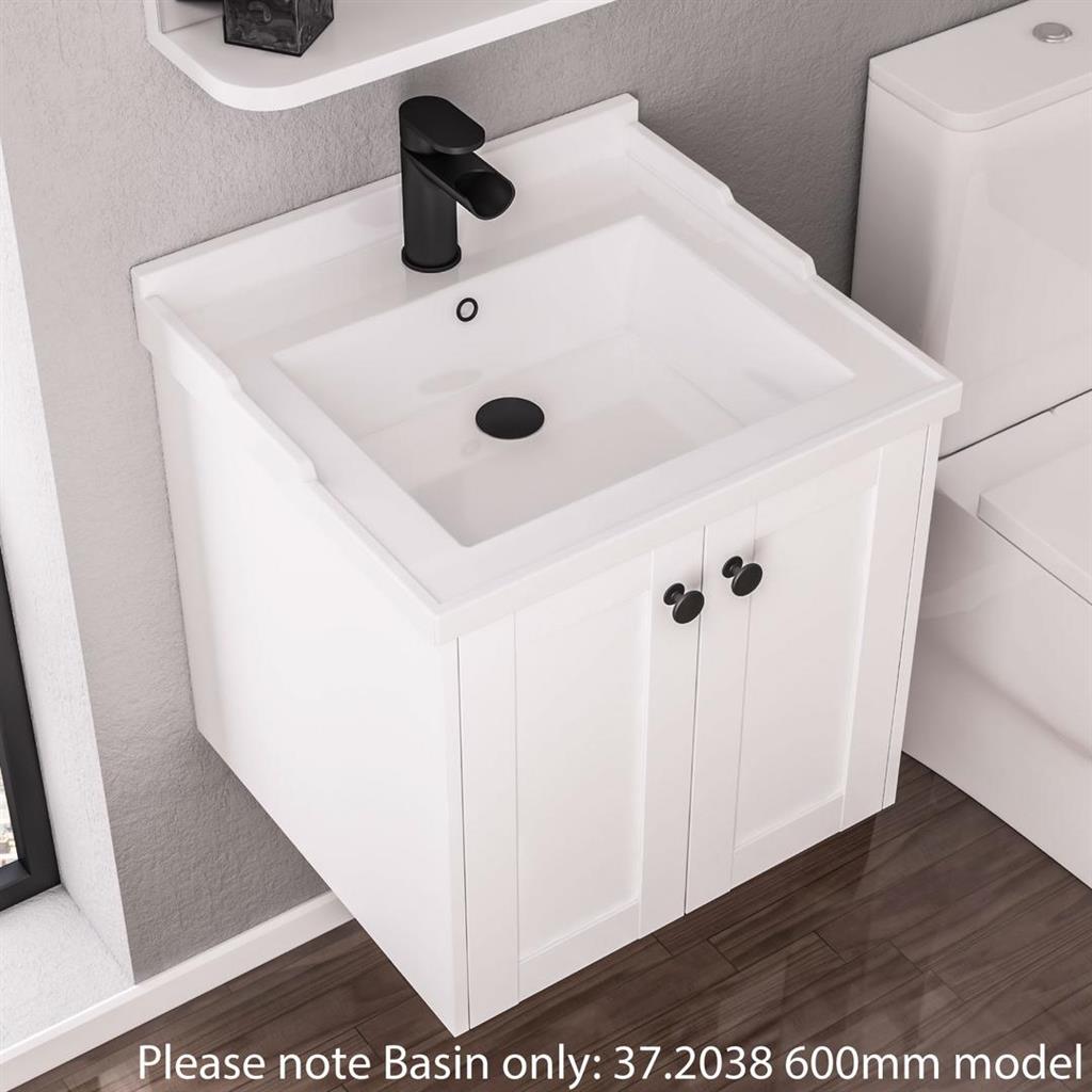 Hardwick 90cm x 46cm 1 Tap Hole Ceramic Square Basin - White