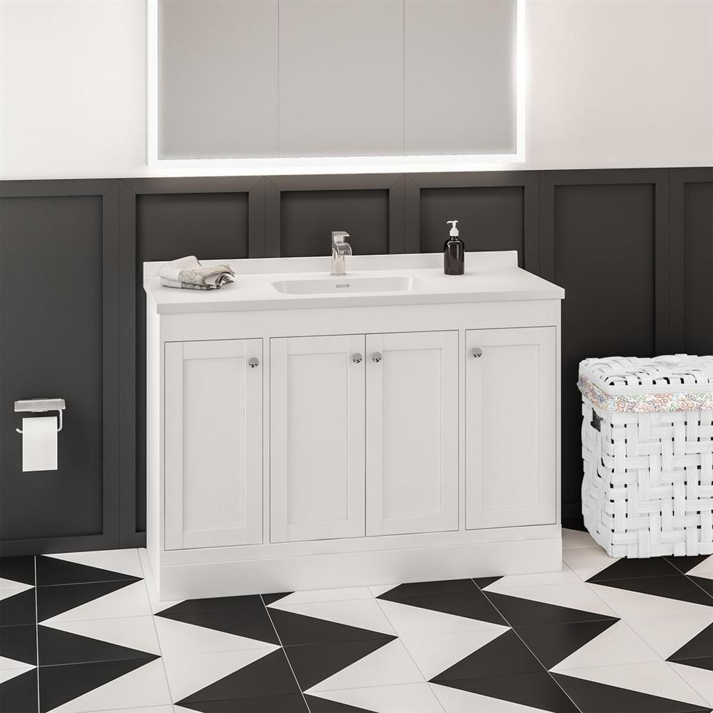 Hardwick 120cm Traditional White Ceramic Single Bowl Square Basin.- White