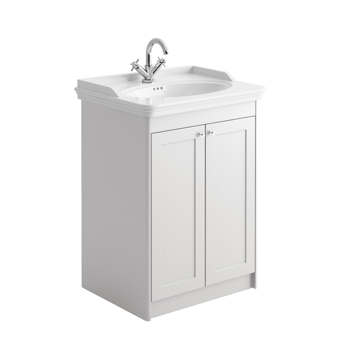 Traditionally 600 Freestanding Vanity Unit & Basin - Chalk White