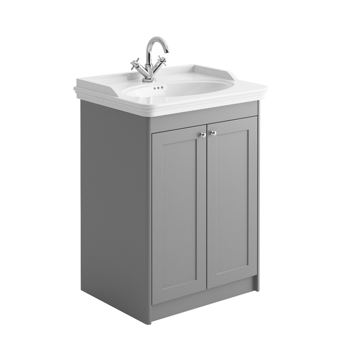 Traditionally 600 Freestanding Vanity Unit & Basin - Stone Grey