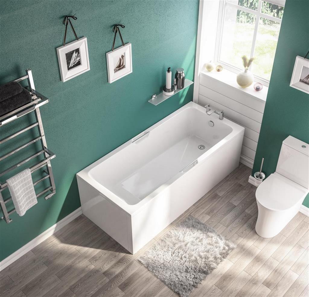 Portland 1800x700x350 Twin Grip (TG) Low Level Eco 5mm Bath - White