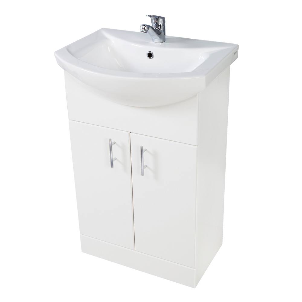 Loval 550mm Freestanding Vanity Unit & Basin - Gloss White