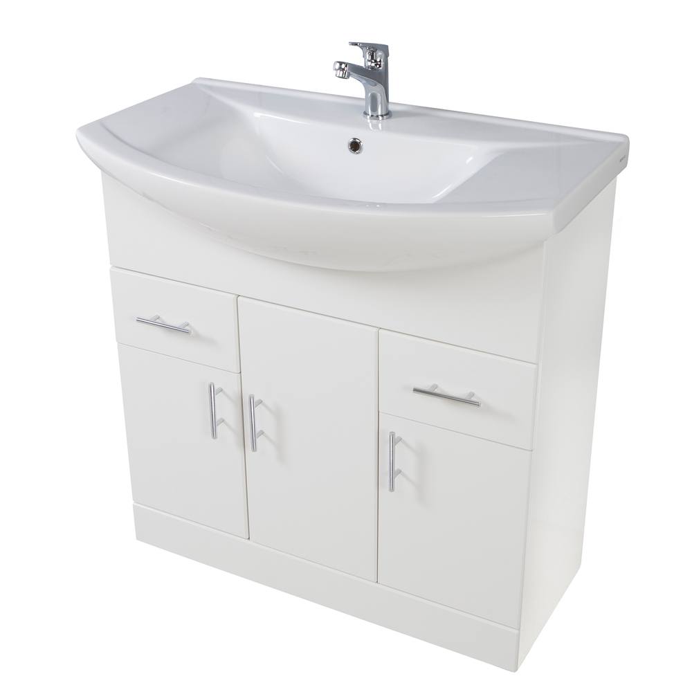 Loval 750mm Freestanding Vanity Unit & Basin - Gloss White