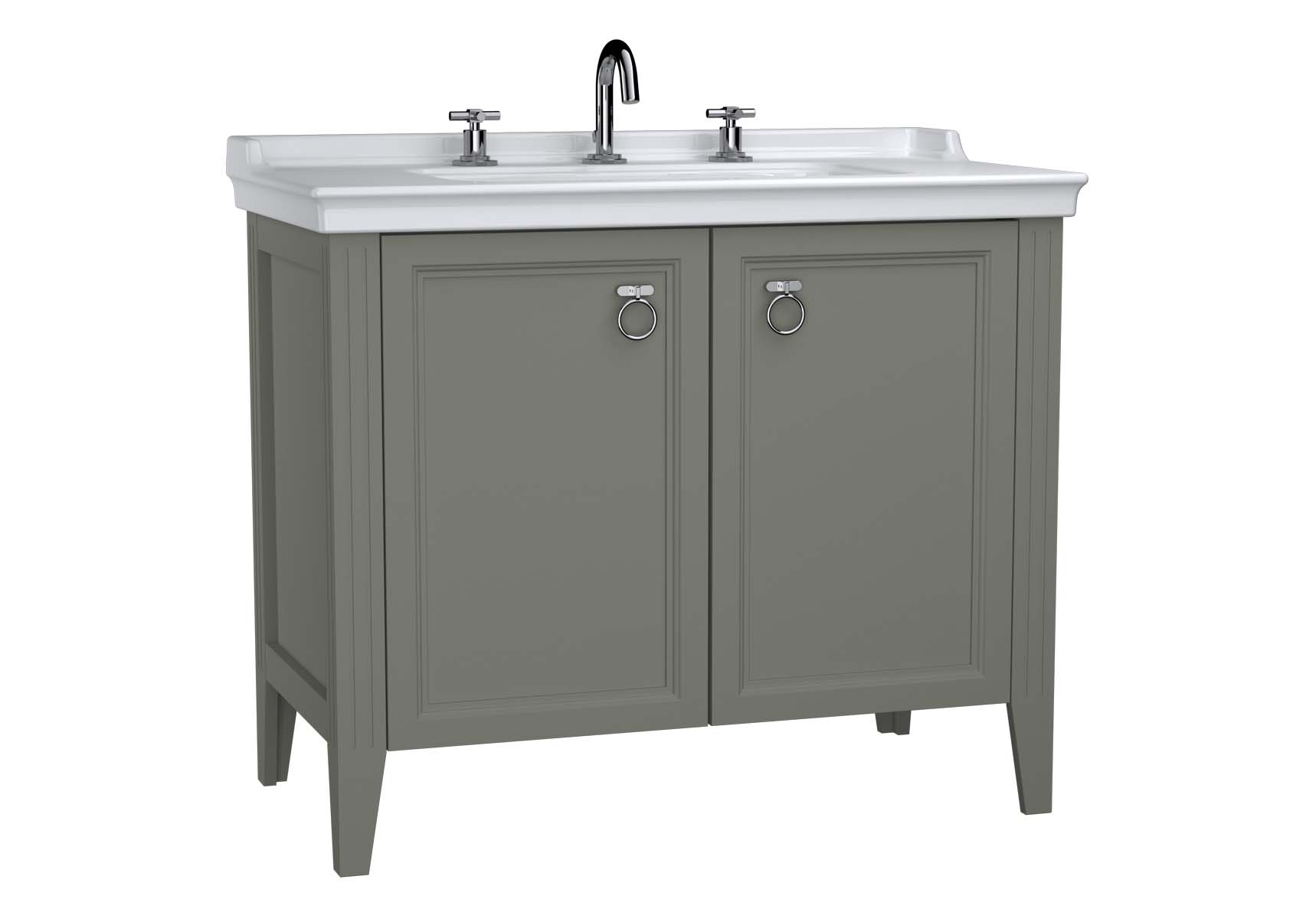 VitrA Valarte Washbasin Unit; 100 cm; with doors three tap holes; Matte Grey