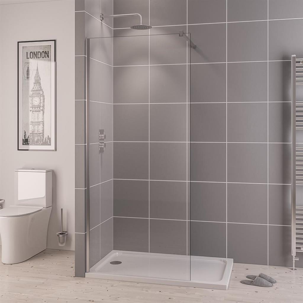 Vantage 2000 6mm Easy Clean 2000mm x 700mm Walk-In Shower Panel - Chrome