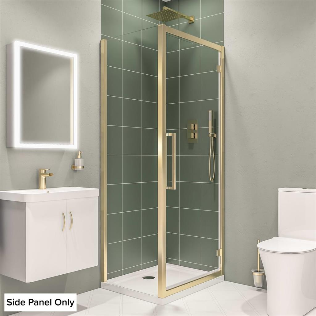 Corniche/Vantage 2000 8mm 2000mm x 800mm Side Panel - Brushed Brass