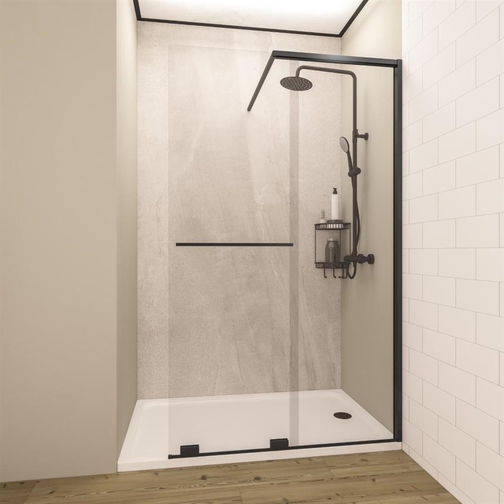 Corniche 2000 8mm Soft Close Walk in 1400 Slider RH Matt Black