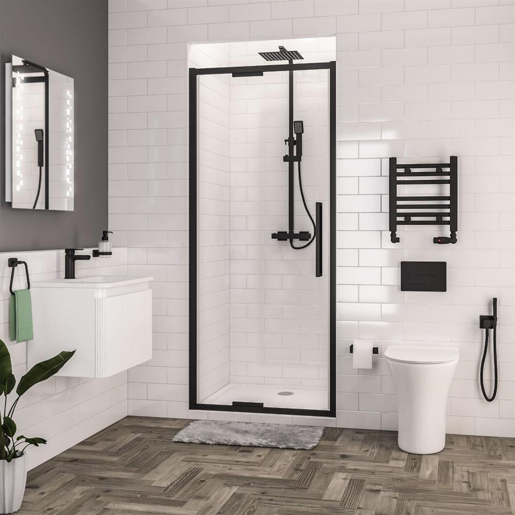 Corniche 2000 8mm 800 In-Fold Shower Door Matt Black