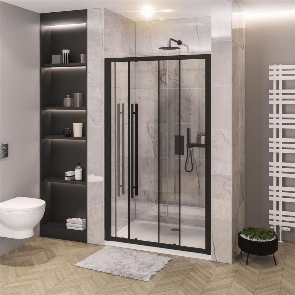 Vantage 2000 8mm Easy Clean 2000mm x 1300mm Soft Close Sliding Shower Door - Matt Black