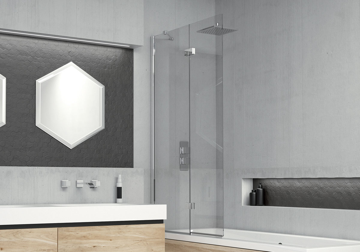 Two Panel In-Fold 6mm Bath Screen (LH)