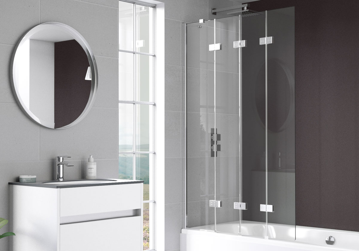 Four Panel In-Fold 6mm Bath Screen (LH)