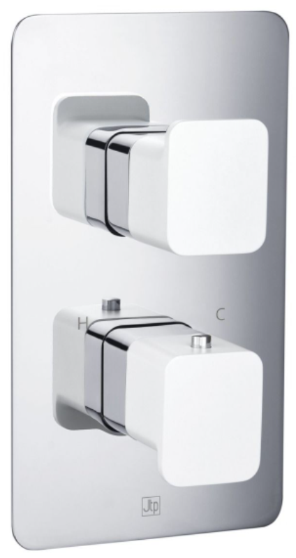 JTP - AXEL Thermostatic Concealed 1 Outlet Shower Valve, Matt White Handle
