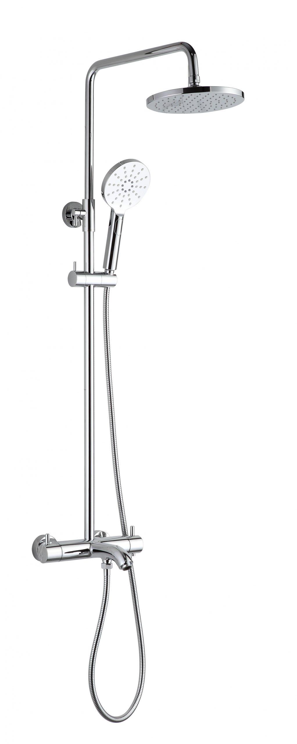 JTP - Thermostatic Shower Pole, Adjustable with Overhead Shower, Hand Shower and Bath Spout