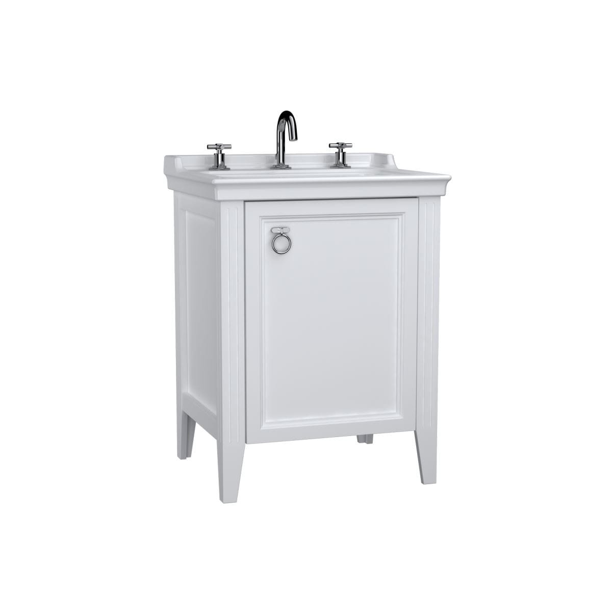 VitrA Valarte Washbasin Unit; 65 cm; with doors; three tap holes; Matte White; right