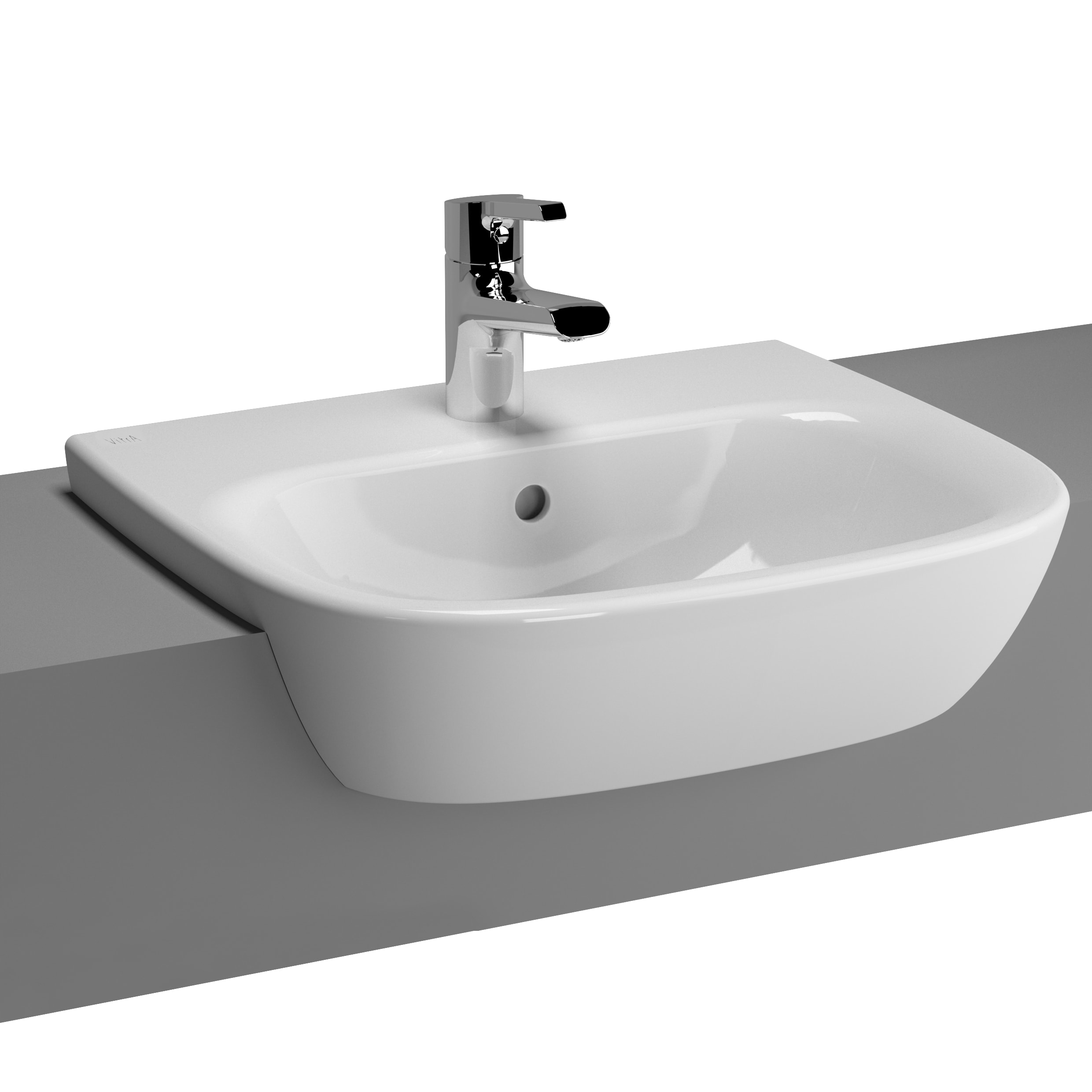 Zentrum Semi Recessed Washbasin - White