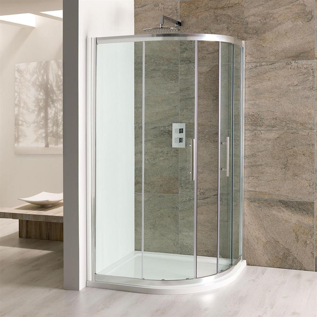Volente 6mm Easy Clean 1300x760mm (1850mm height) Offset Quadrant Shower Enclosure - Chrome
