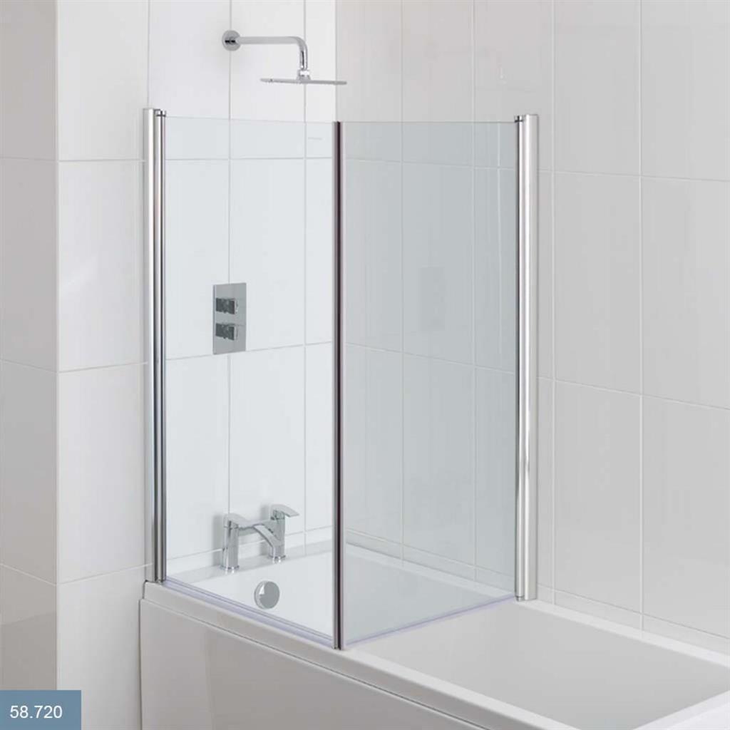 Type 1 6mm 1400mm Height Across Bath Screen for 750mm Wide Baths - Chrome