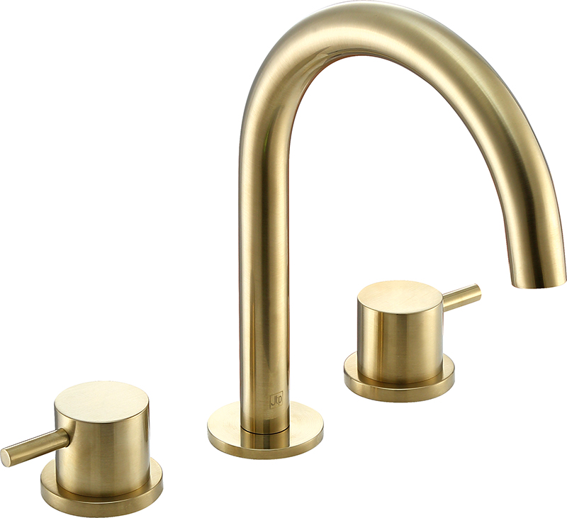 JTP - VOS Brushed Brass, 3 Hole Deck Mounted Basin Mixer