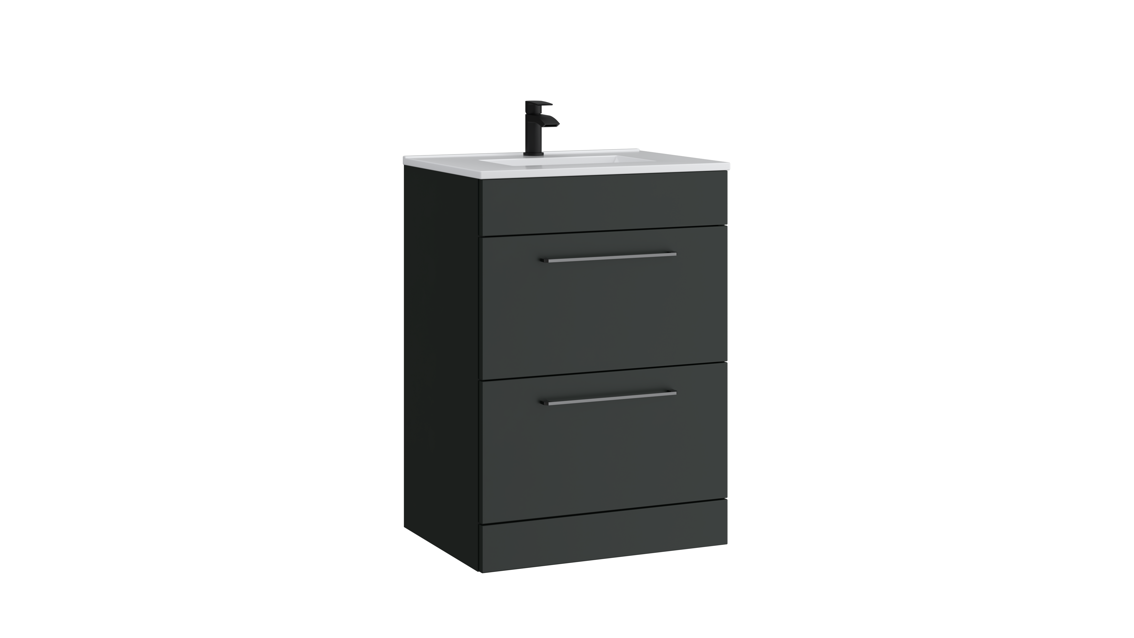 Dove 600mm 2 Drawer Floor Standing Unit Matt Anthracite