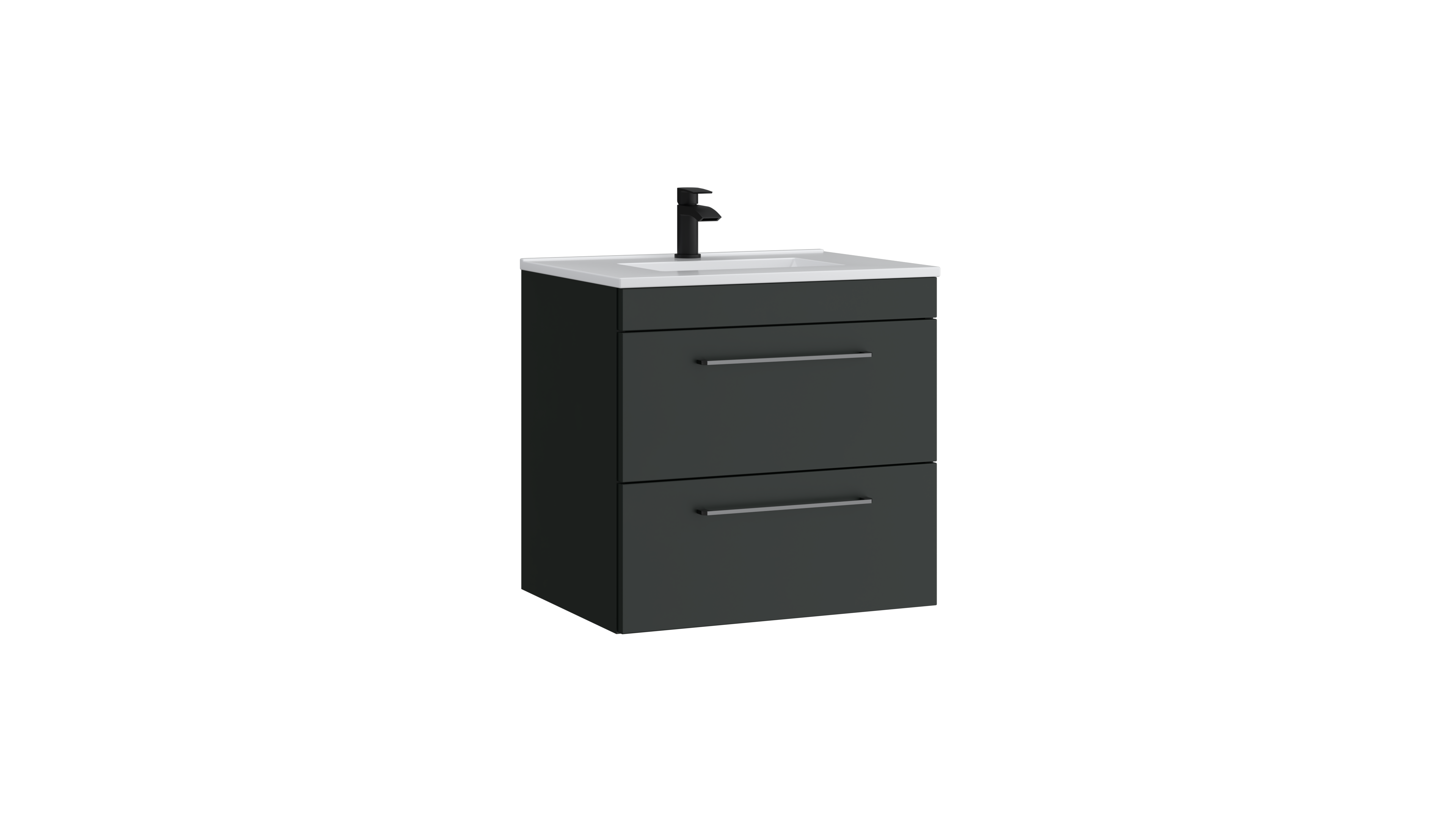Dove 600mm 2 Drawer Wall Mounted Unit Matt Anthracite