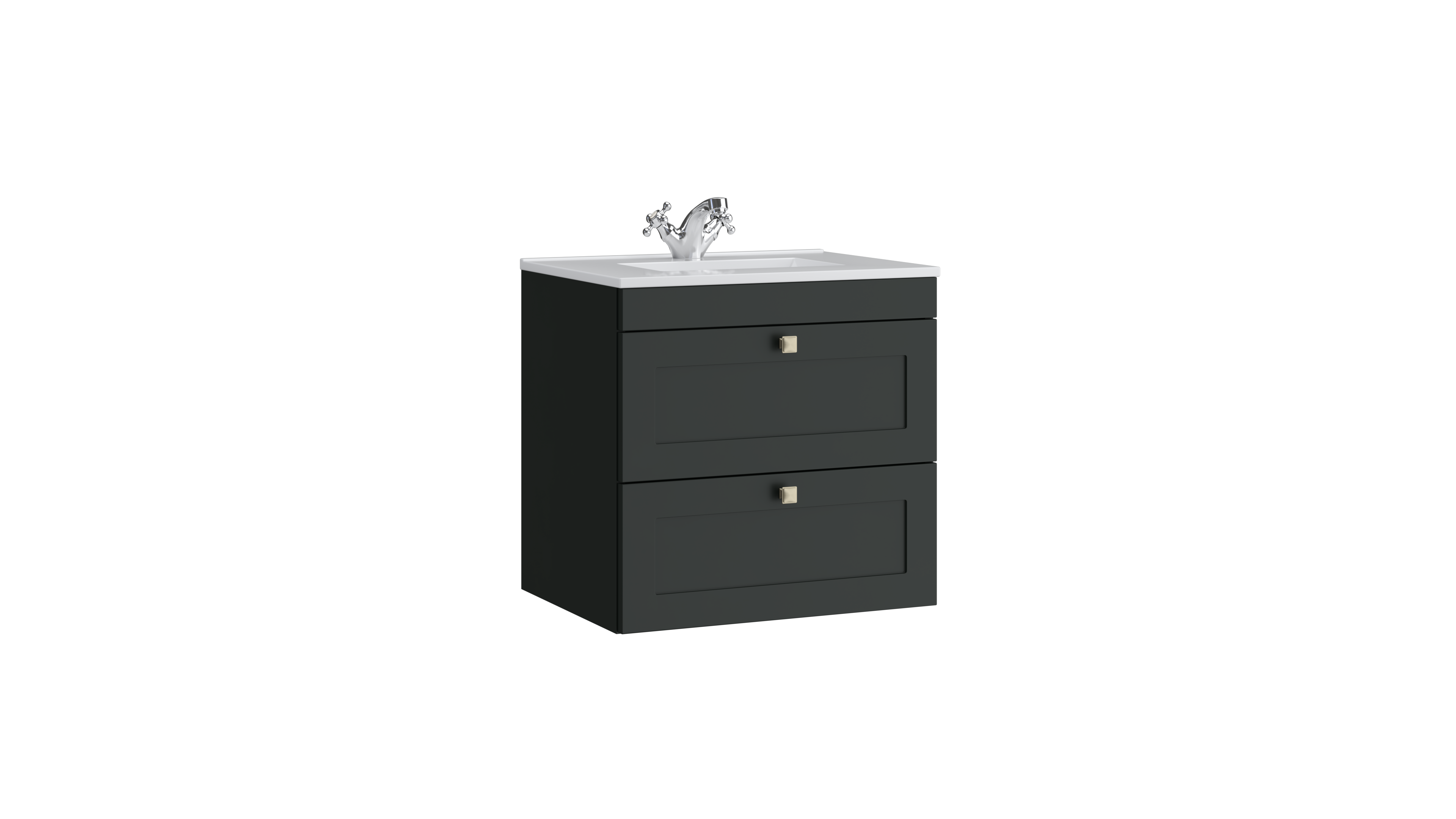 Sanctuary 600mm 2 Drawer Wall Mounted Unit Matt Anthracite