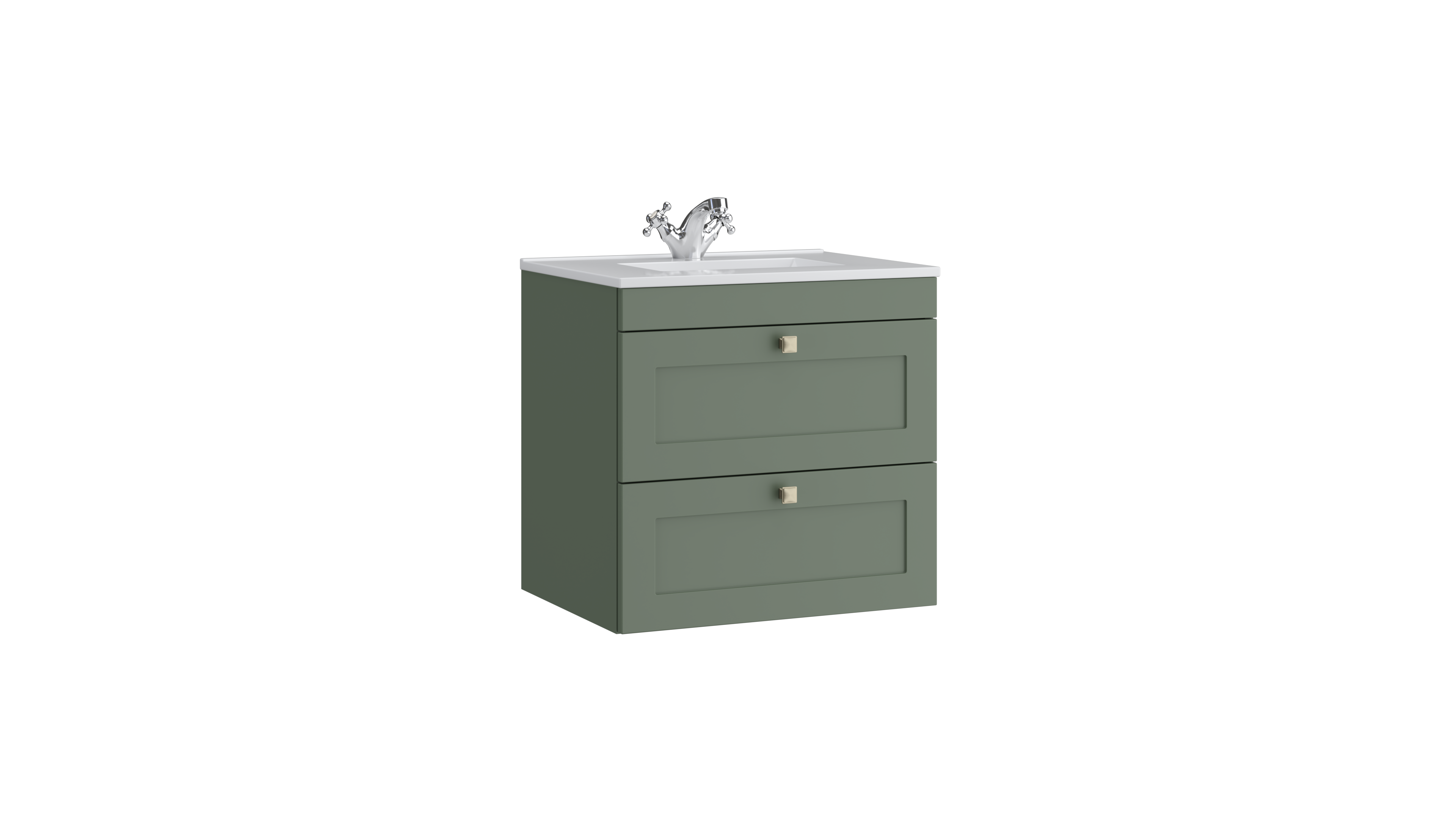 Sanctuary 600mm 2 Drawer Wall Mounted Unit Corymbia Green