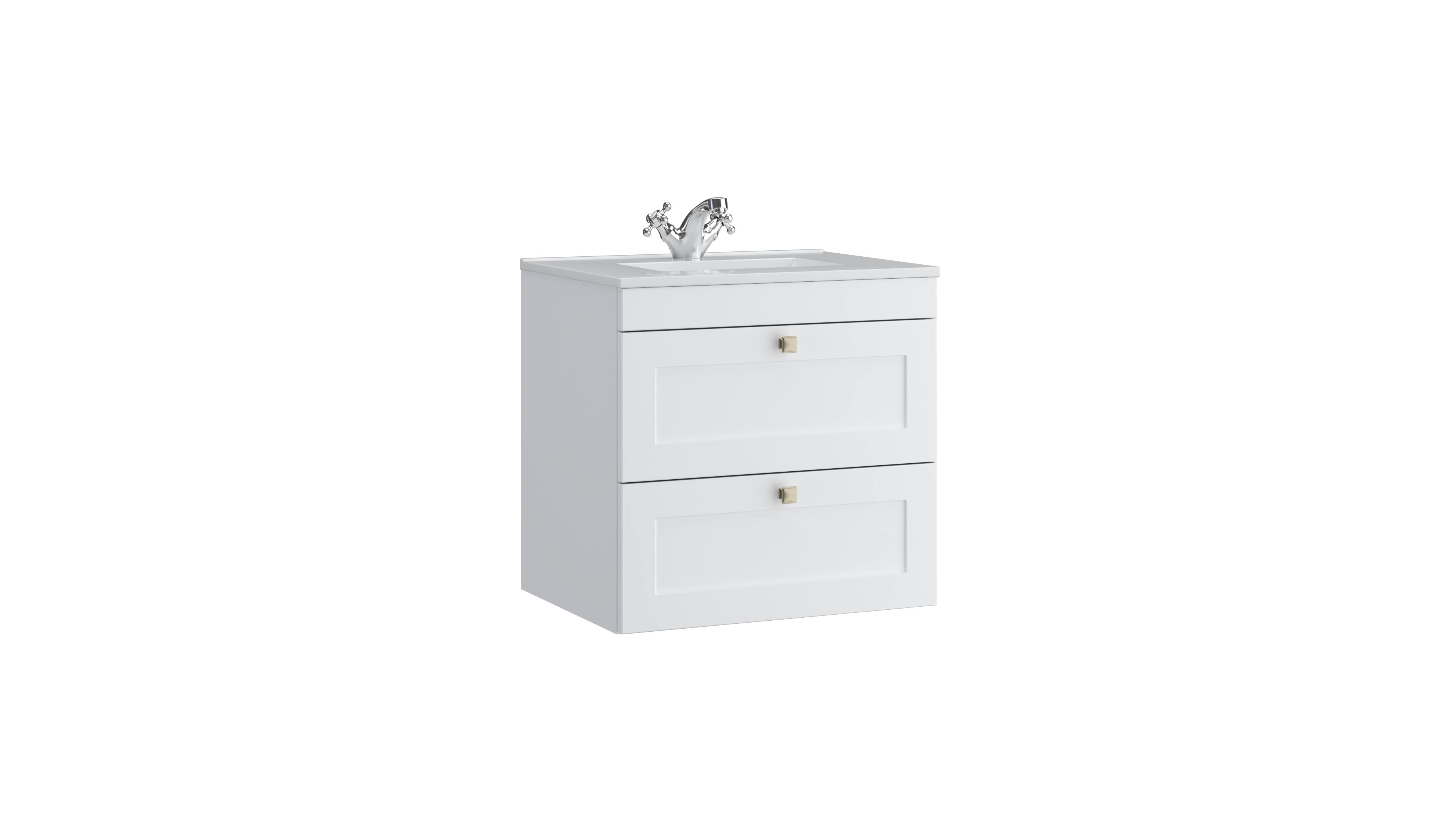 Sanctuary 600mm 2 Drawer Wall Mounted Unit Matt White