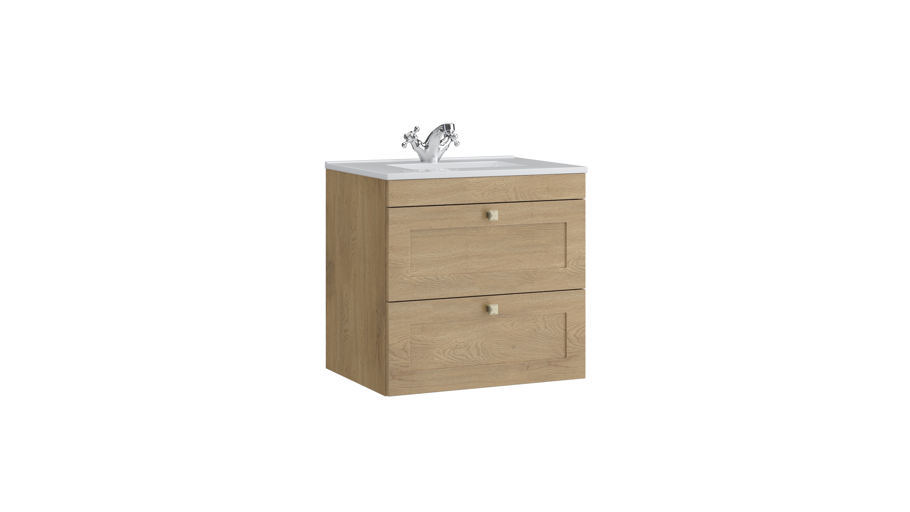 Sanctuary 600mm 2 Drawer Wall Mounted Unit Torro Oak