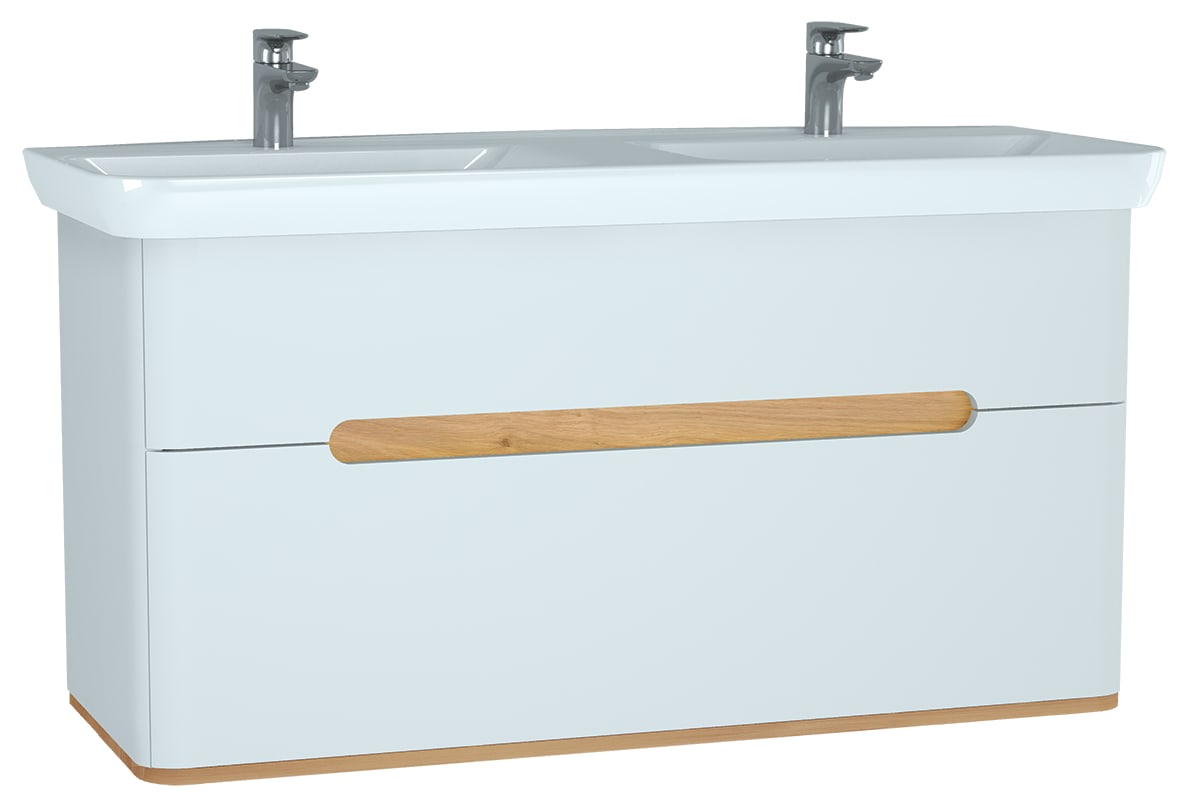 Sento Double Washbasin Unit - 130 cm - Matt white