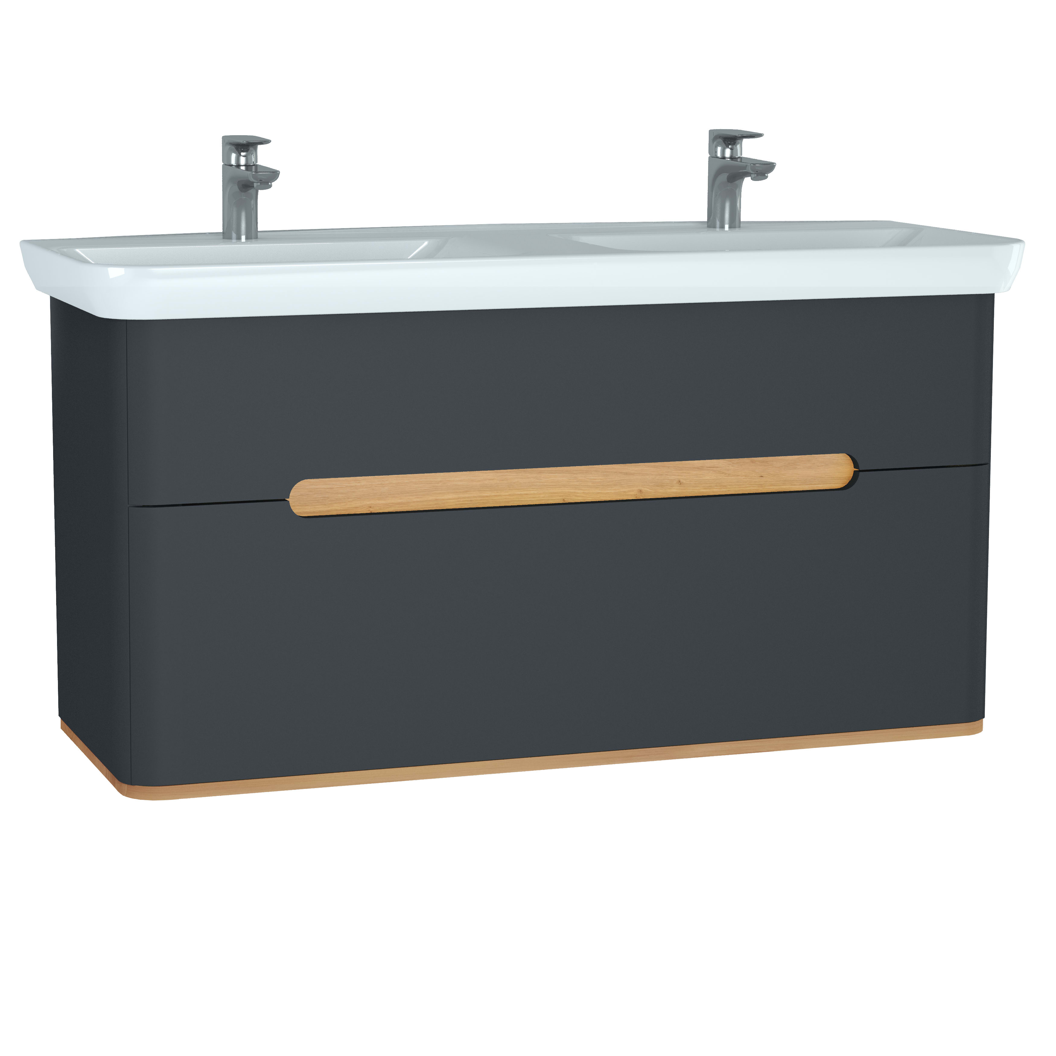 Sento Double Washbasin Unit - 130 cm - Matte Anthracite