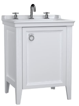 VitrA Valarte Washbasin Unit; 65 cm; with doors; three tap holes; Matte White;left