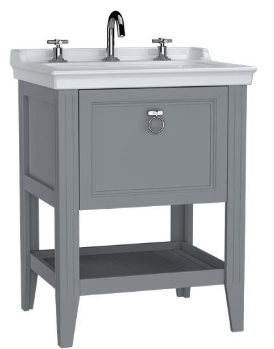 VitrA Valarte Washbasin Unit; 65 cm; with drawer three tap holes; Matte Grey