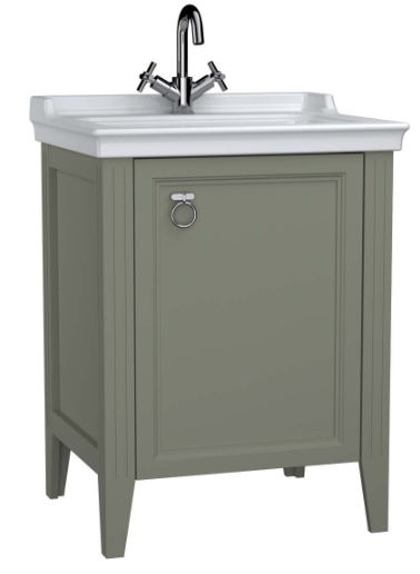 VitrA Valarte Washbasin Unit; 65 cm; with doors; 1 tap hole; Matte Grey; right
